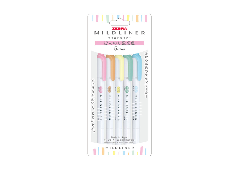 Zebra MILDLINER mild fluorescent five-color set